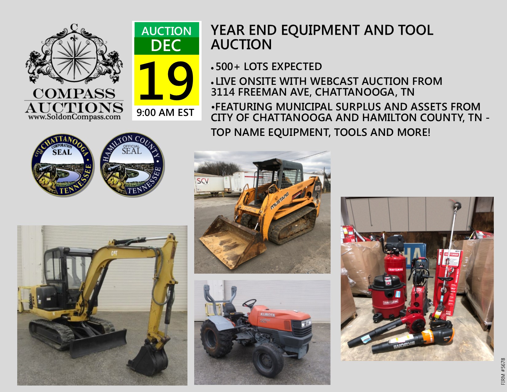 compass auctions year end equipment tool auction