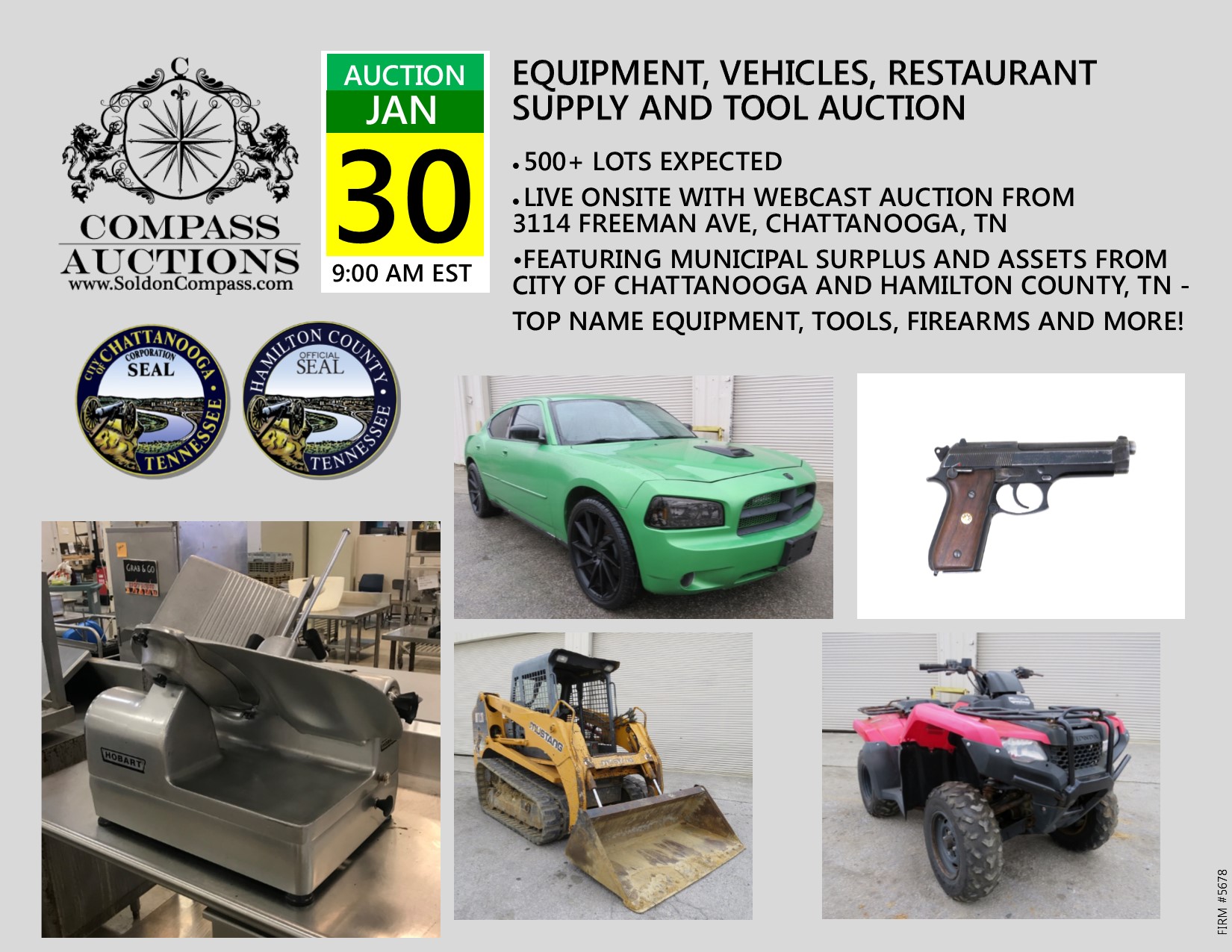 January public auction government surplus vehicles restaurant supply firearms atv compass auctions