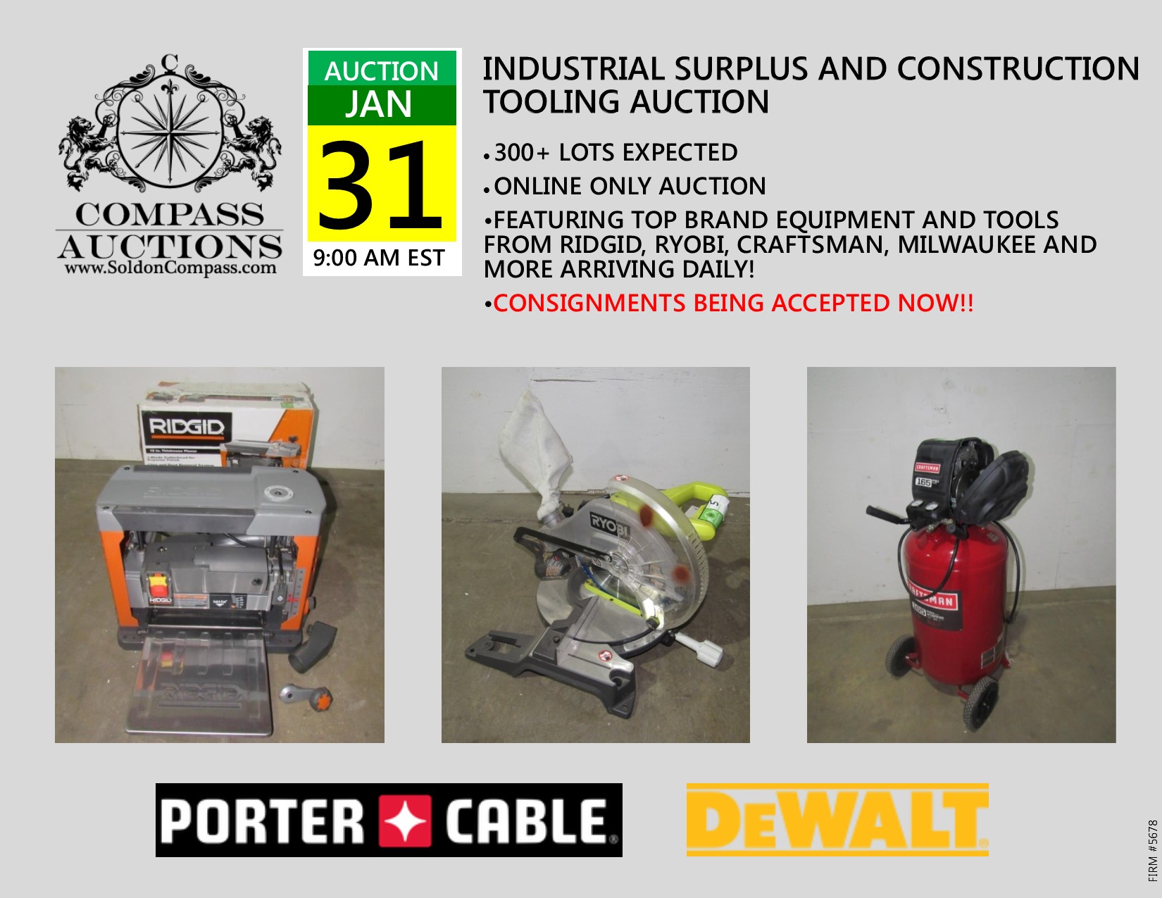 online only auction industrial surplus construction tooling january 2019 compass auctions
