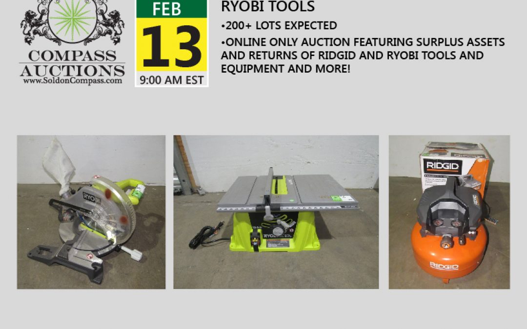 Surplus and Return Ridgid and Ryobi Tools Auction