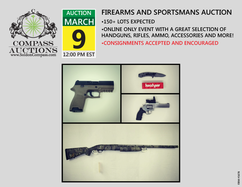 Compass Auctions online firearms auction handguns pistols revolvers rifles March 2019