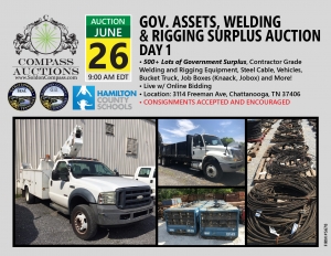 monthly live online auction Compass June welding rigging vehicles auction