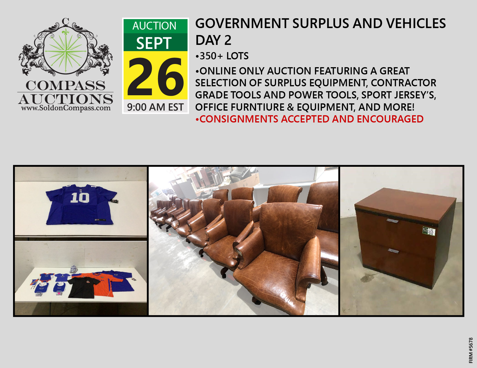 September online only public auction contractor grade tools equipment surplus assets office furniture