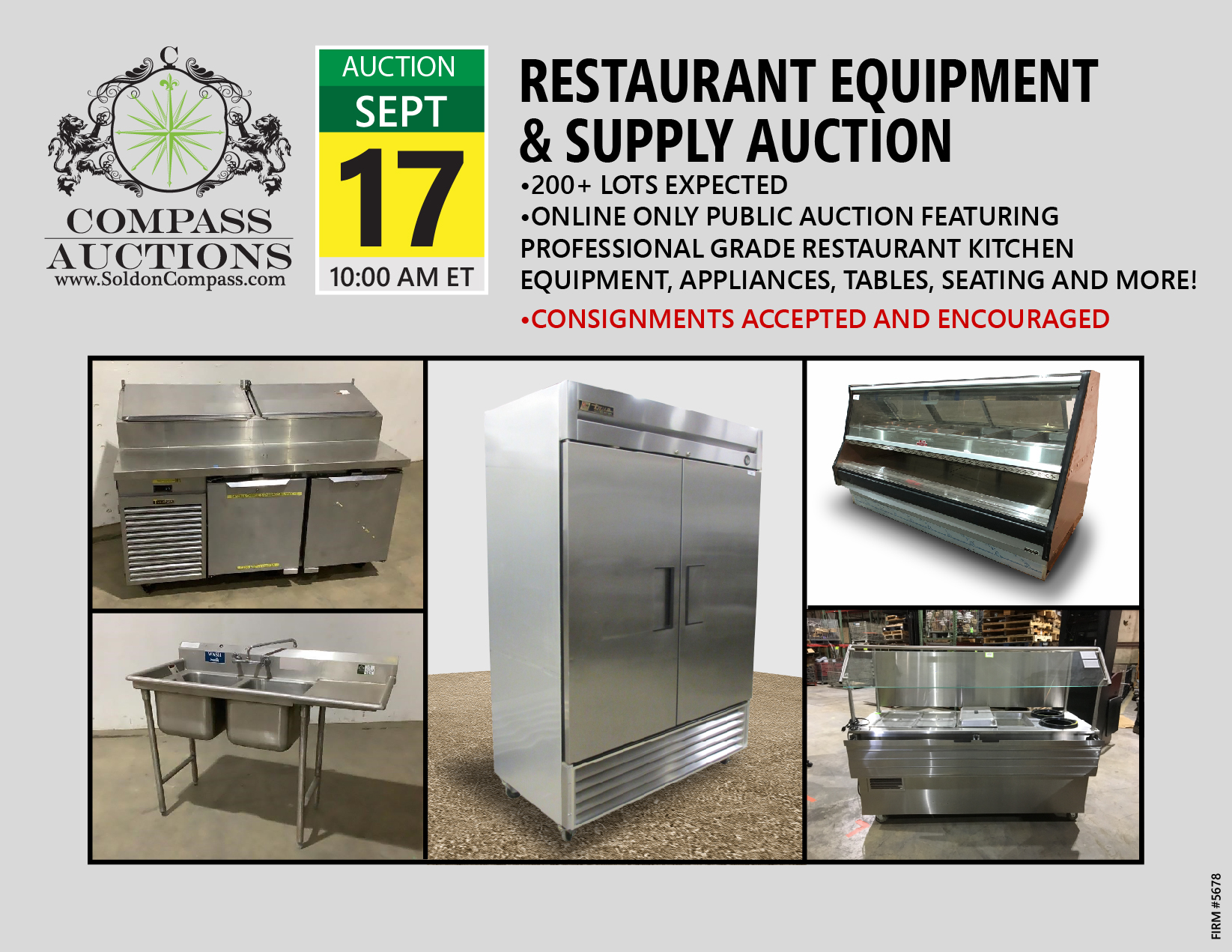 September 2019 restaurant equipment public auction