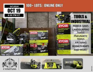 October public auction power tools pneumatic tools hydraulic tools Compass Auctions