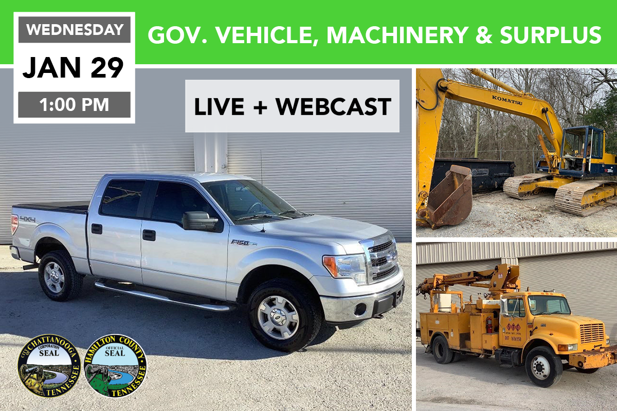 Governmentt Vehicles, Machinery, & Surplus Auction Jan. 29, 2020