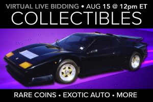 August 2020 rare coins exotic car ferrari rare stamps auction