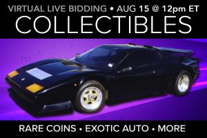 August 2020 rare coins exotic car ferrari rare stamps auction