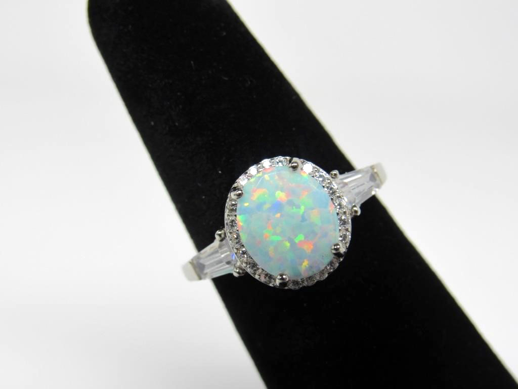 3 ct Opal & Baguette Ring