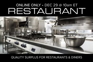 December 2020 Restaurant Equipment Kitchen Supply Auction