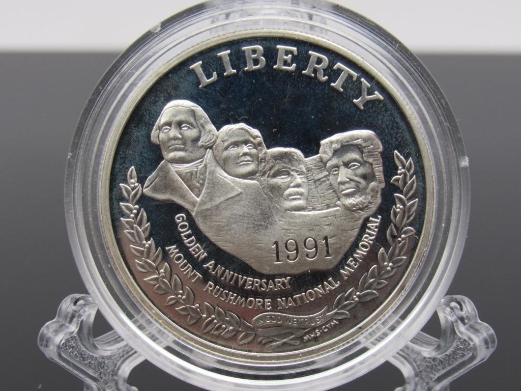 1991 - S MOUNT RUSHMORE SILVER PROOF COMMEMORATIVE -250