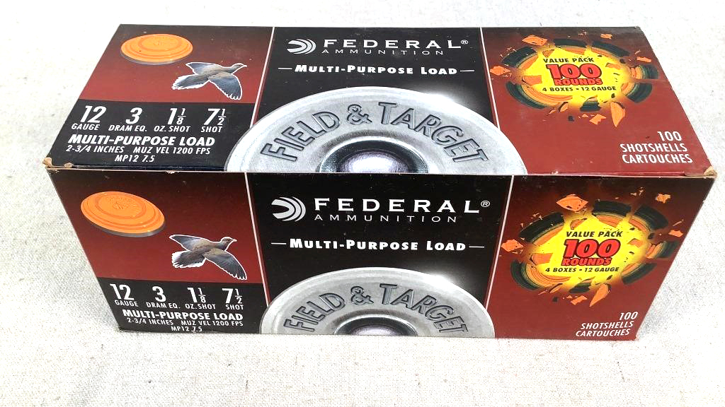 (100)Federal 12 GA 7 1/2 shot Shotshells