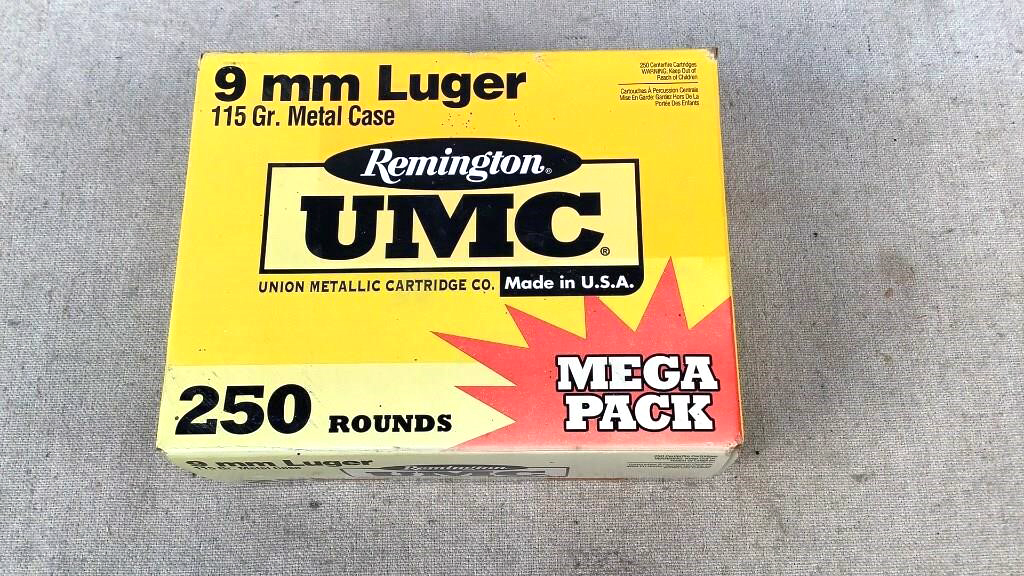 (250)Remington UMC 115gr 9mm Luger FMJ Ammo