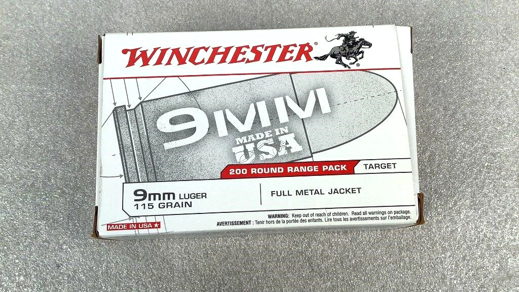 (200)Winchester 115gr 9mm Luger Ammunition