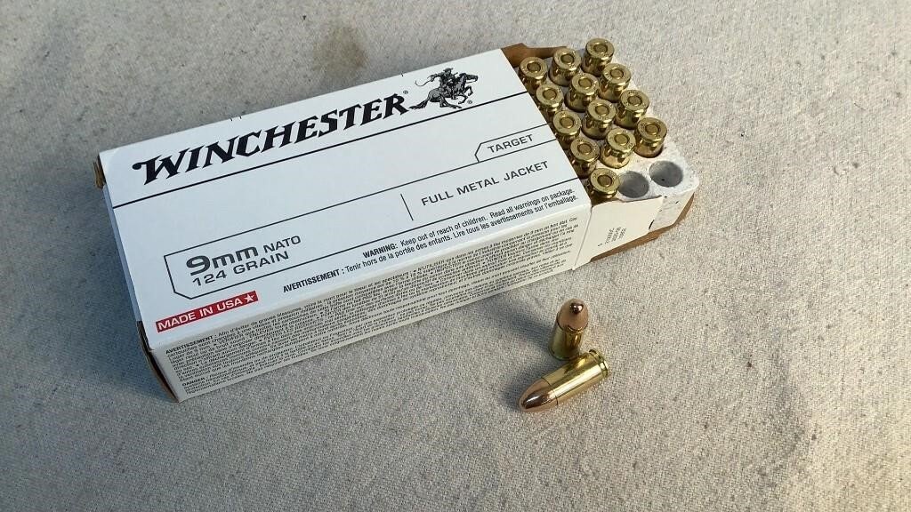 (50) Winchester 124gr 9mm NATO FMJ Ammo - 107