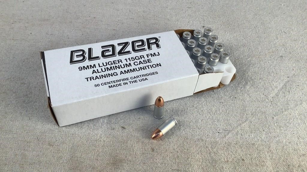 (50) Blazer 115gr 9mm Luger FMJ Ammo Aluminum - 9