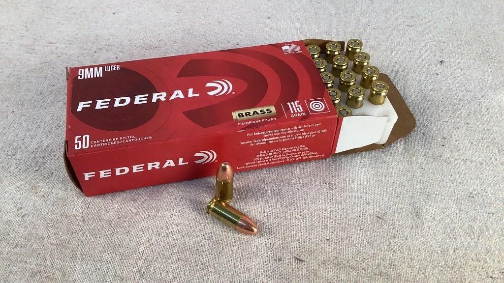 (50) Federal 115gr 9mm Luger FMJ Ammo - 59