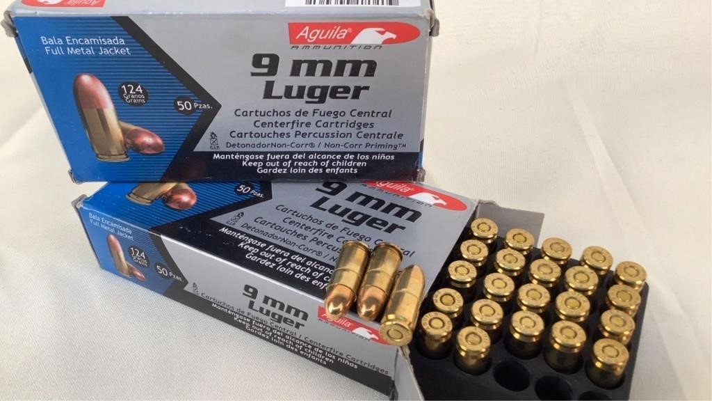 (2 times the bid) Aguila 9mm Luger ammo