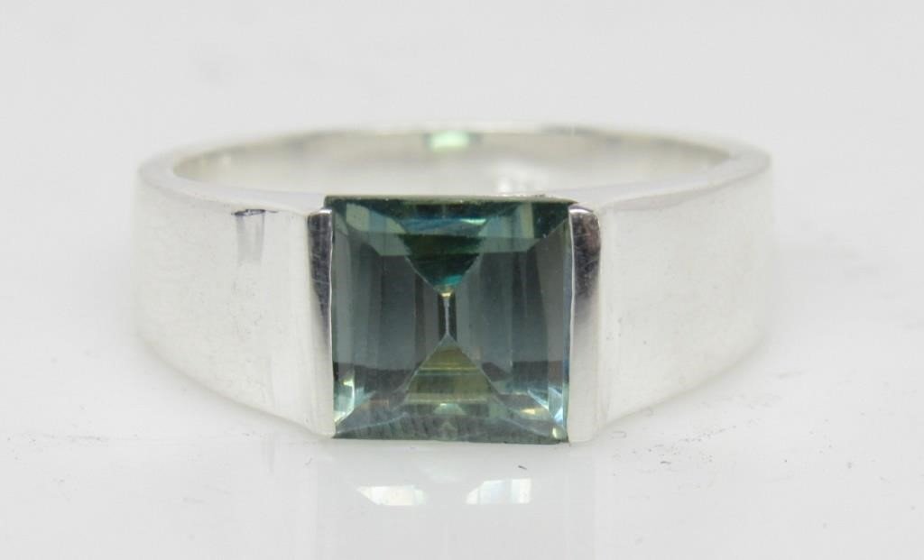 3.1 ct Blue - Green Moissanite Ring