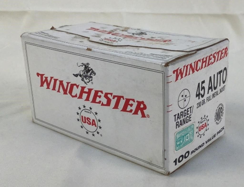 (100) Winchester 'White-box' 45 Auto Ammo