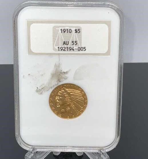 1910 $5 Gold Indian Coin