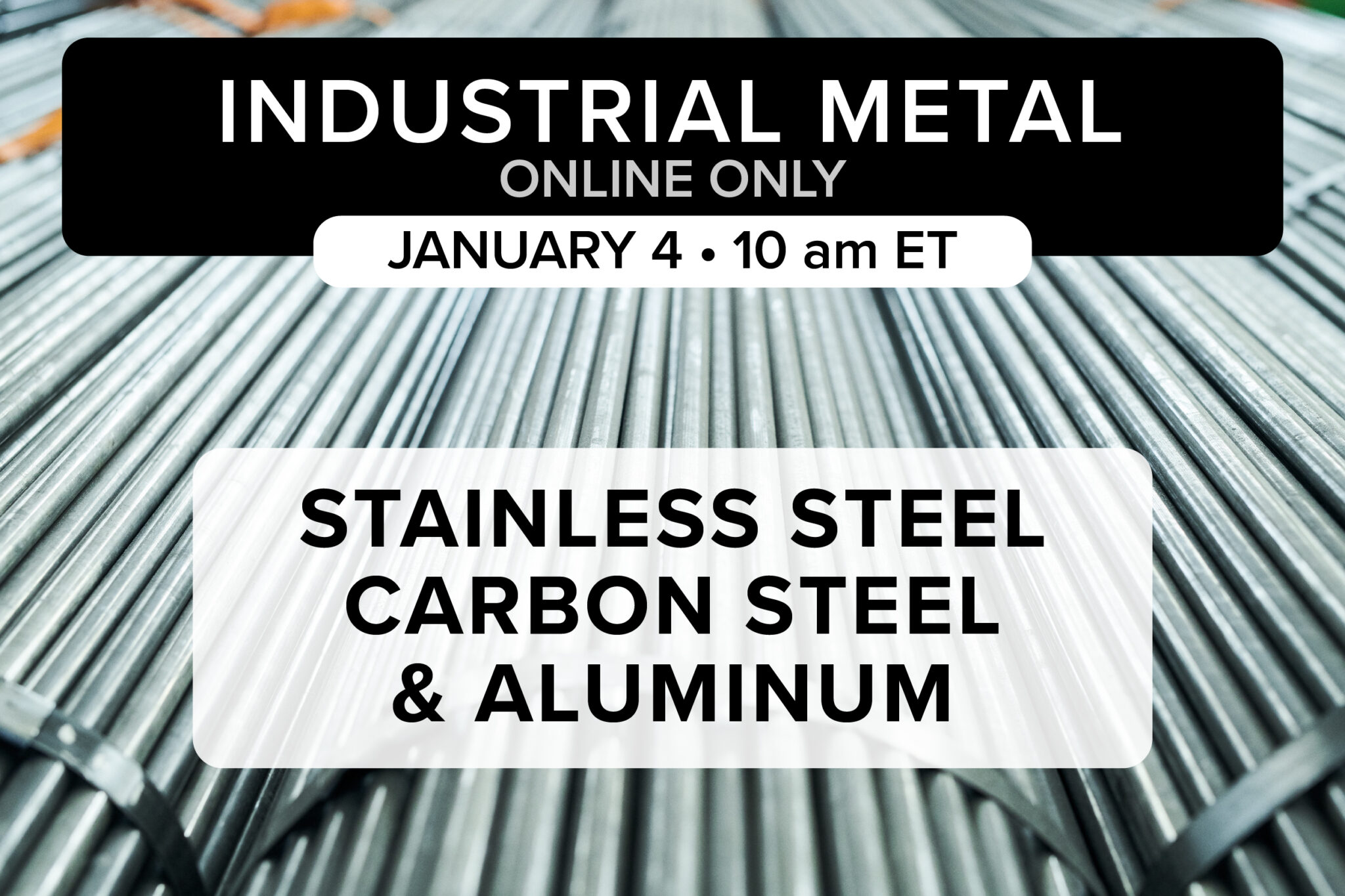 stainless steel, carbon steel, and aluminum auction banner