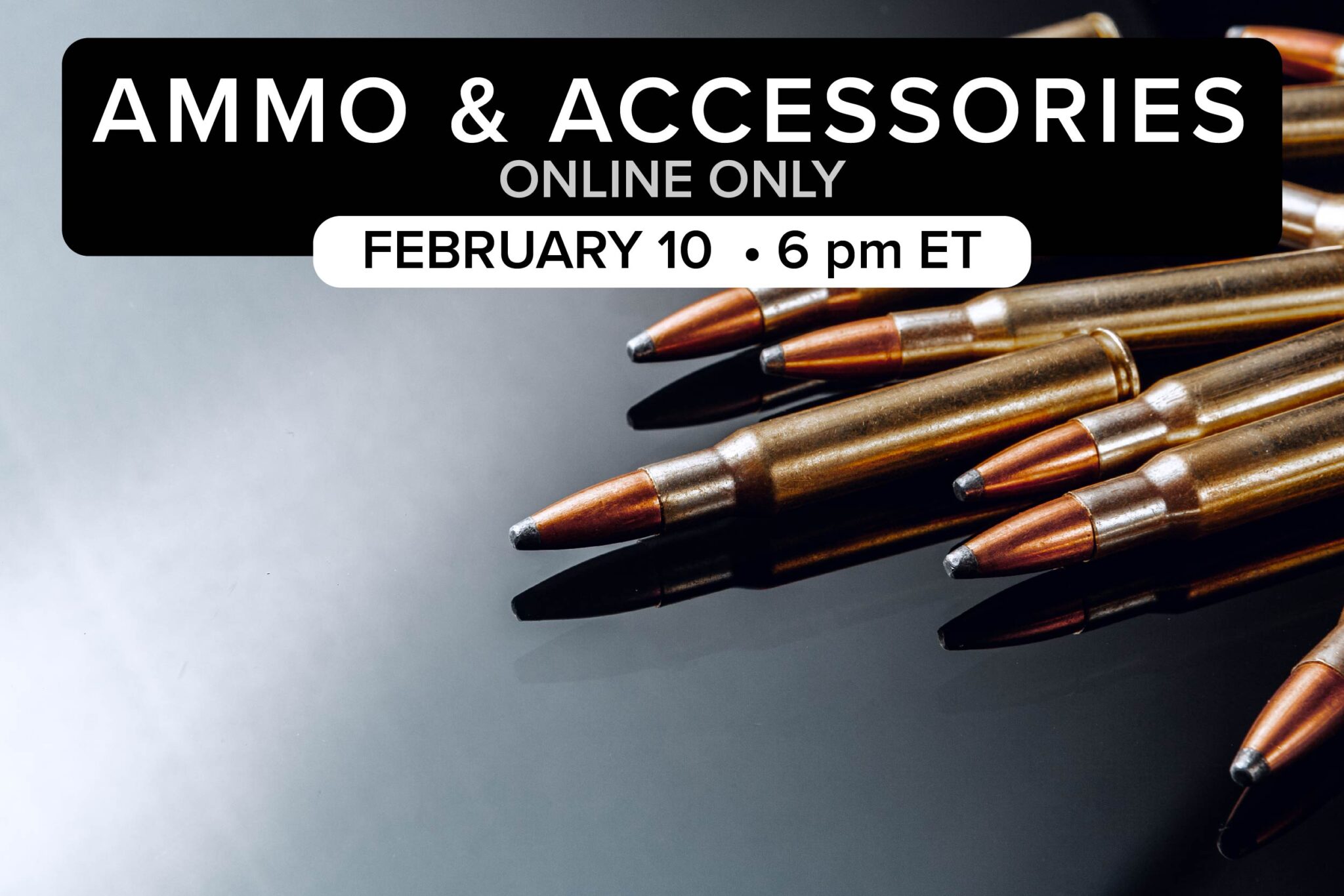 ammo & accessories banner with rifle ammo pictured